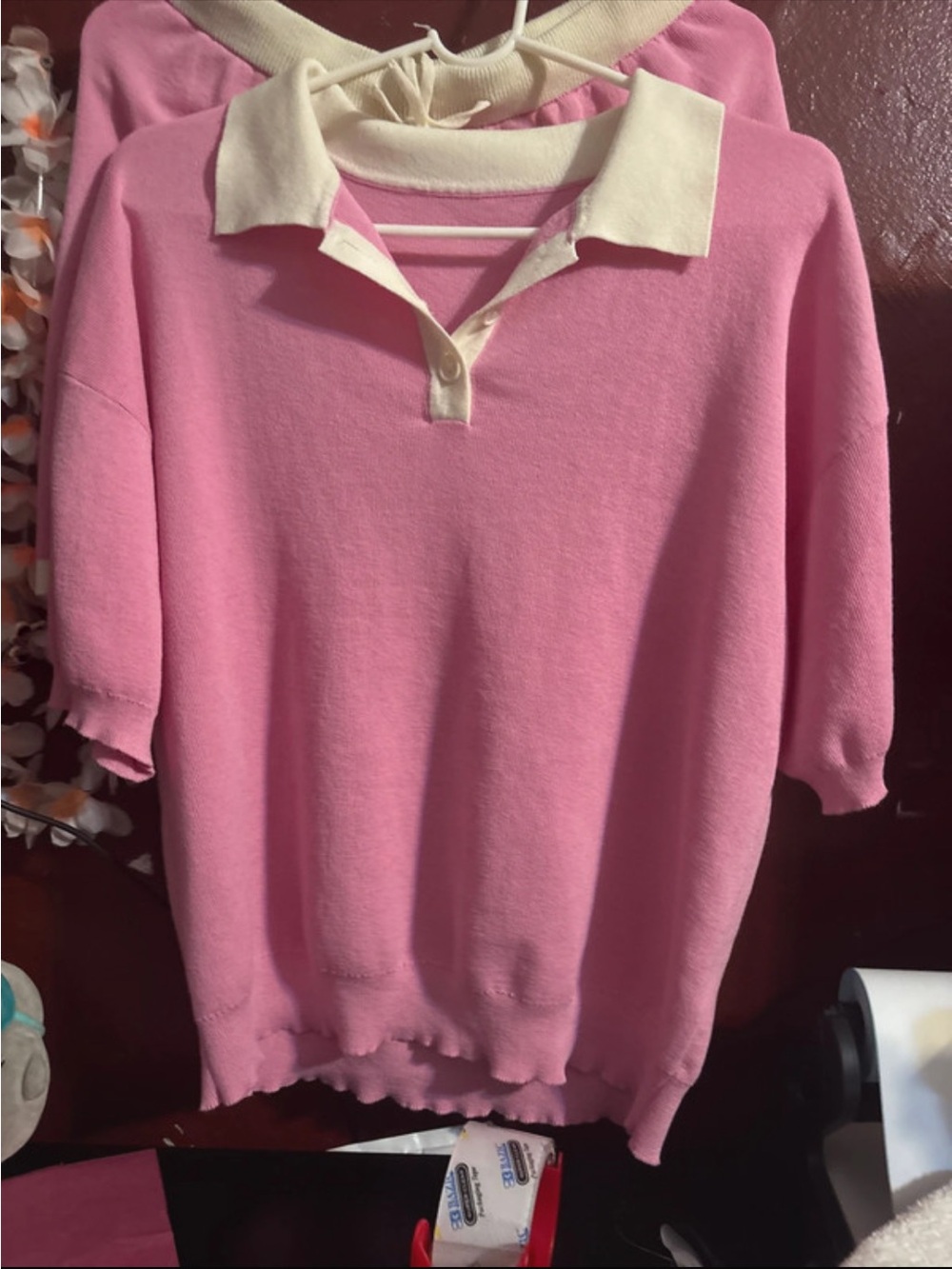 Pink Knit Shorts with Cream Trim - Picture 8 of 8